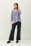 Be Cool V-Neck Sweater with Side Slits in Slate Blue