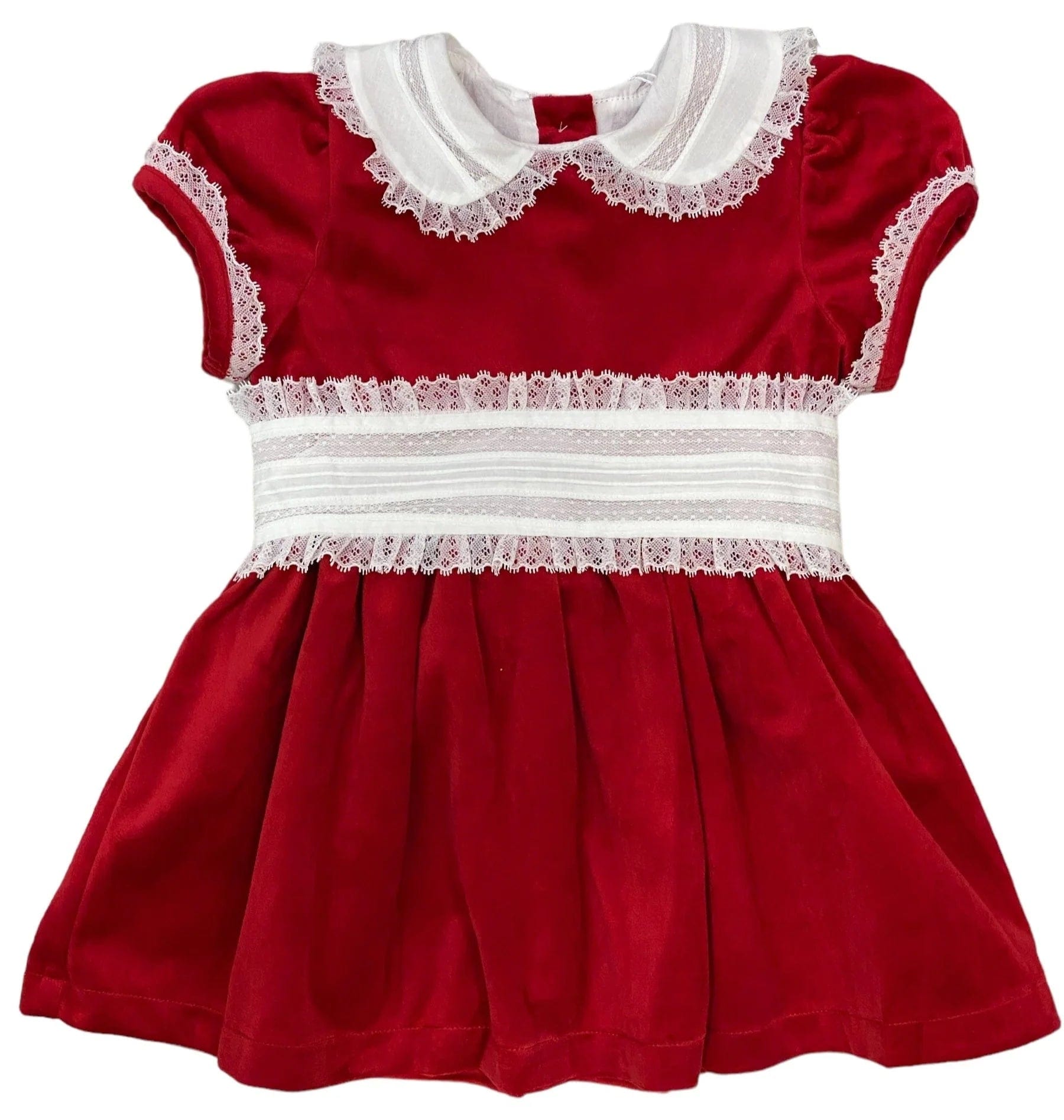 Lulu Bebe Lulu Bebe Scarlet Red Velvet Dress with Lace - Little Miss Muffin Children & Home