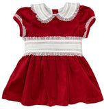 Lulu Bebe Lulu Bebe Scarlet Red Velvet Dress with Lace - Little Miss Muffin Children & Home