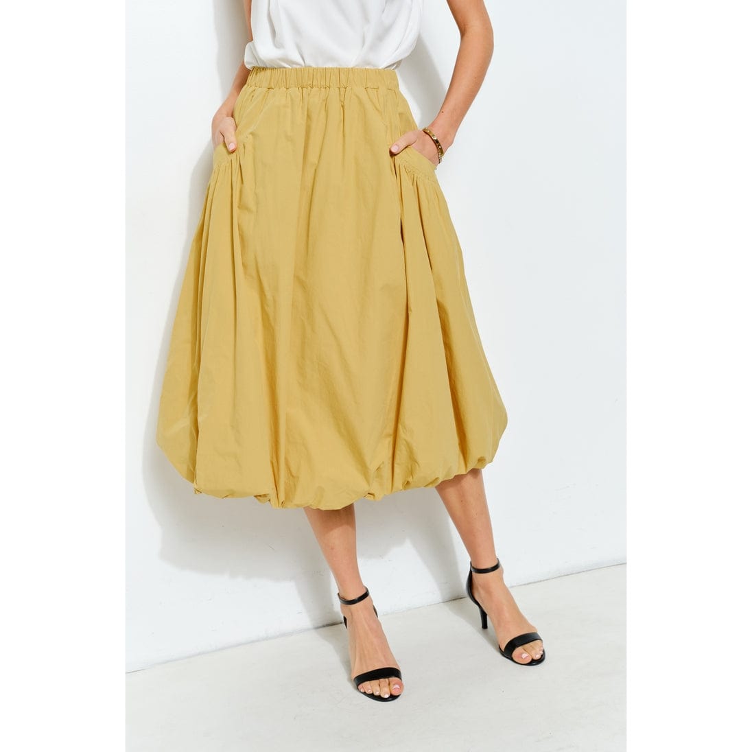 INA Balloon Hem Cotton Midi Skirt in Mustard - Little Miss Muffin Children & Home