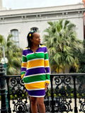 Mardi Gras Creations Thick Stripe Rugby Long Sleeve Ladies' Dress