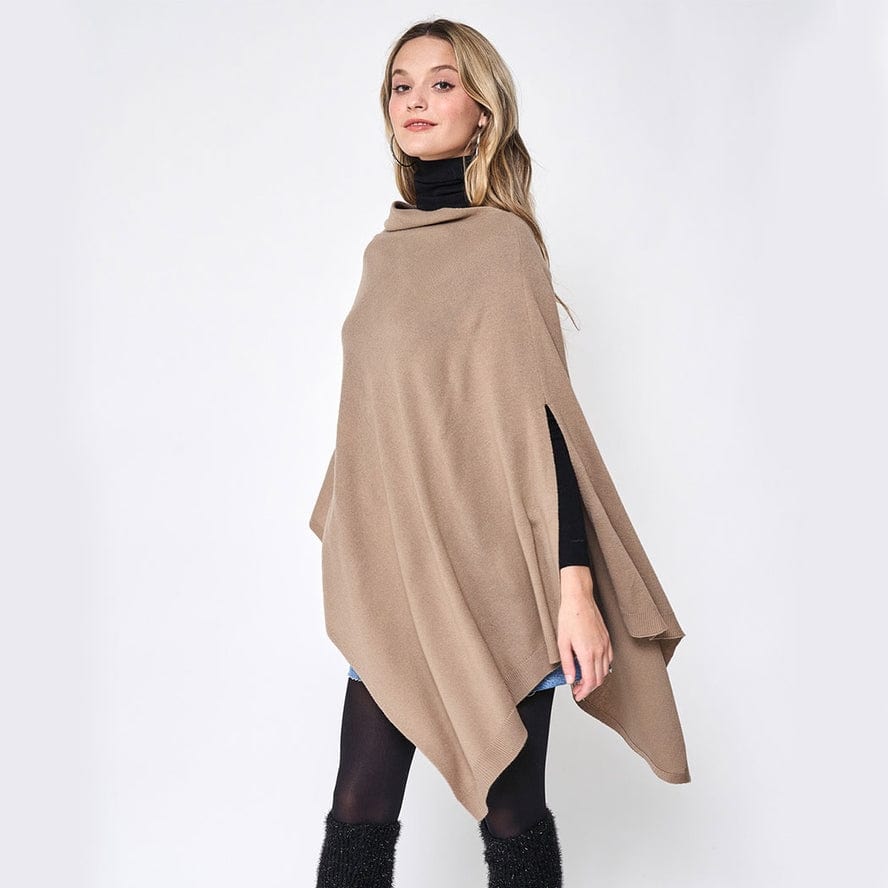 Fashion City Fashion City Light Tone Solid Diamond Shape Scarf Poncho, Taupe - Little Miss Muffin Children & Home