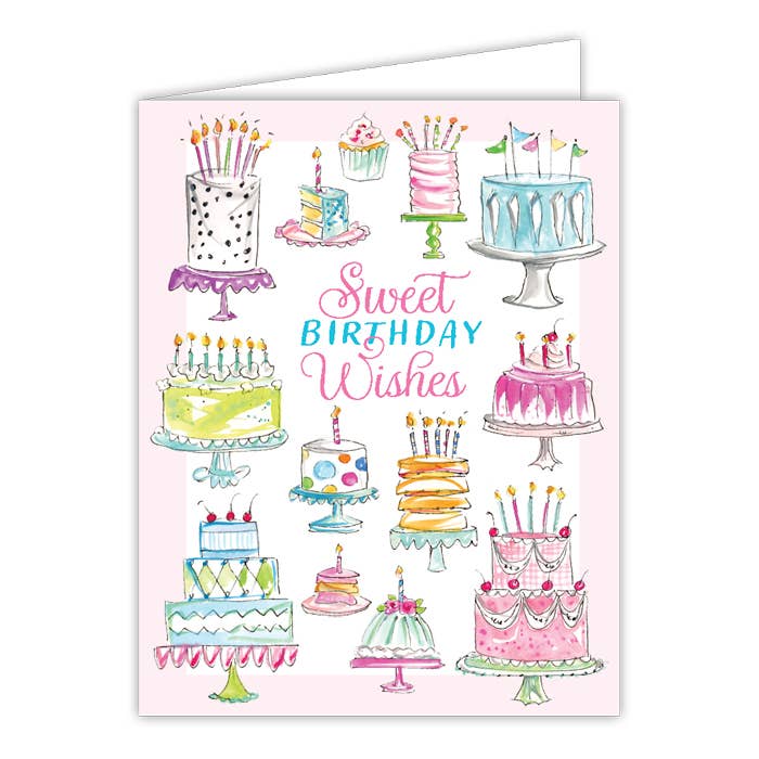 Sweet Birthday Wishes Multi Cakes Gift Card Greeting