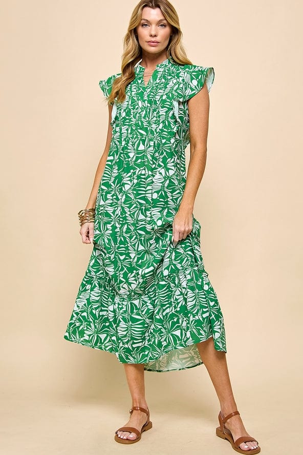 Cezele Cezele Floral Print Flutter Sleeve Midi Dress - Little Miss Muffin Children & Home