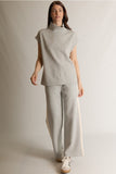 Before You Collection Butter Wide Leg Side Stripe Pants in Heather Grey