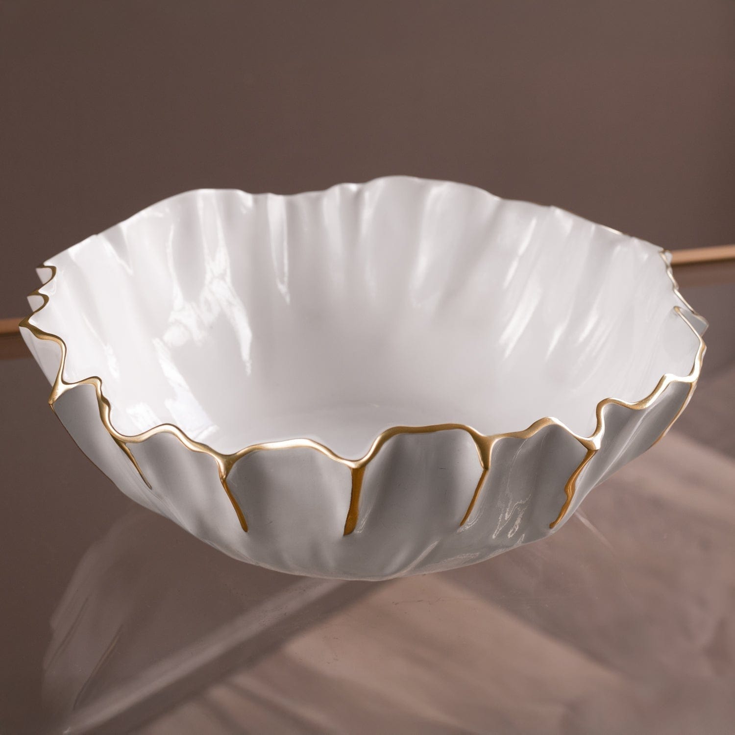 Beatriz Ball Beatriz Ball Thanni Mystic Medium Round Bowl, White & Gold - Little Miss Muffin Children & Home