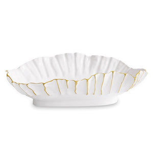 Beatriz Ball Thanni Mystic Large Oval Bowl, White & Gold