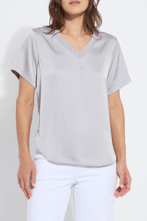 Lyssentials Sonja V-Neck Mix Media Top