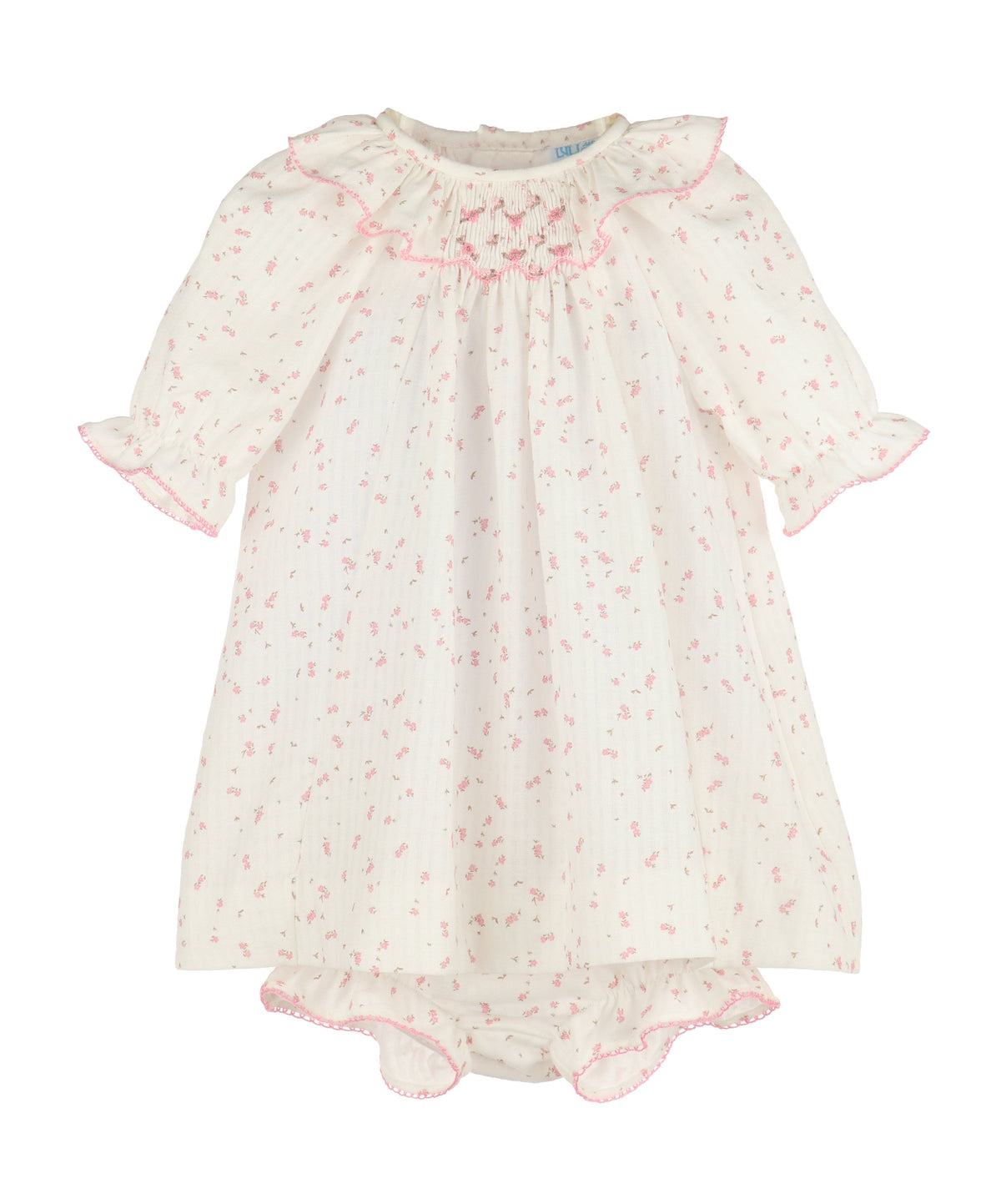 Casero & Associates Casero & Associates Tiny Floral Smock Bishop, Pink - Little Miss Muffin Children & Home