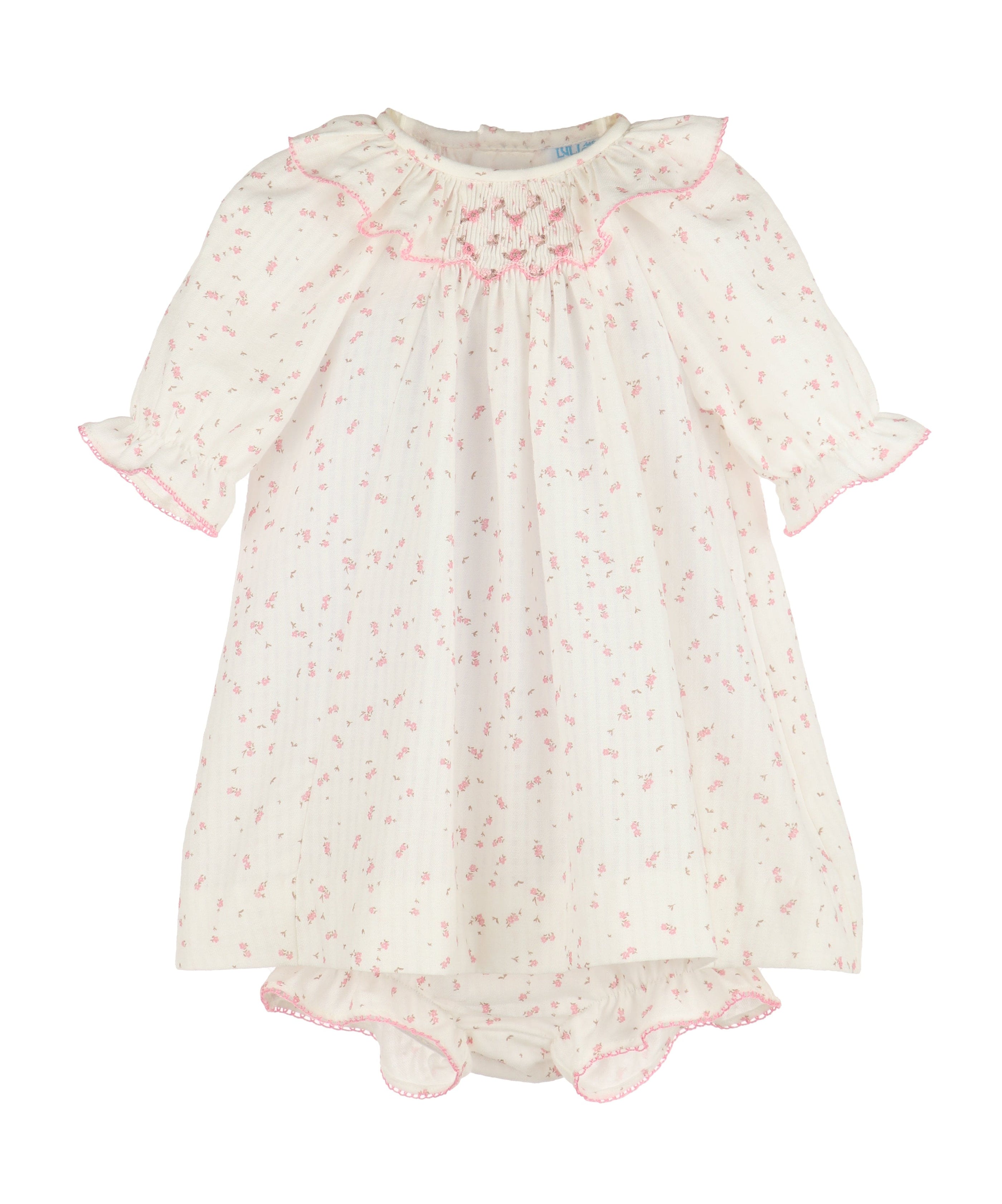 Casero & Associates Casero & Associates Tiny Floral Smock Bishop, Pink - Little Miss Muffin Children & Home