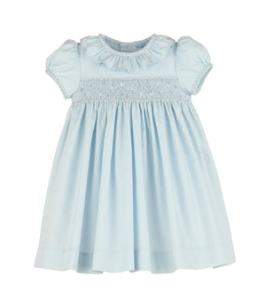 Casero & Associates Casero & Associates Silverstone Flower Smock Dress, Blue - Little Miss Muffin Children & Home