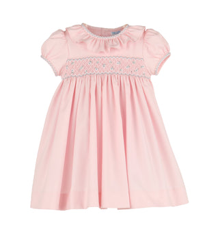 Casero & Associates Casero & Associates Silverstone Flower Smock Dress, Pink - Little Miss Muffin Children & Home