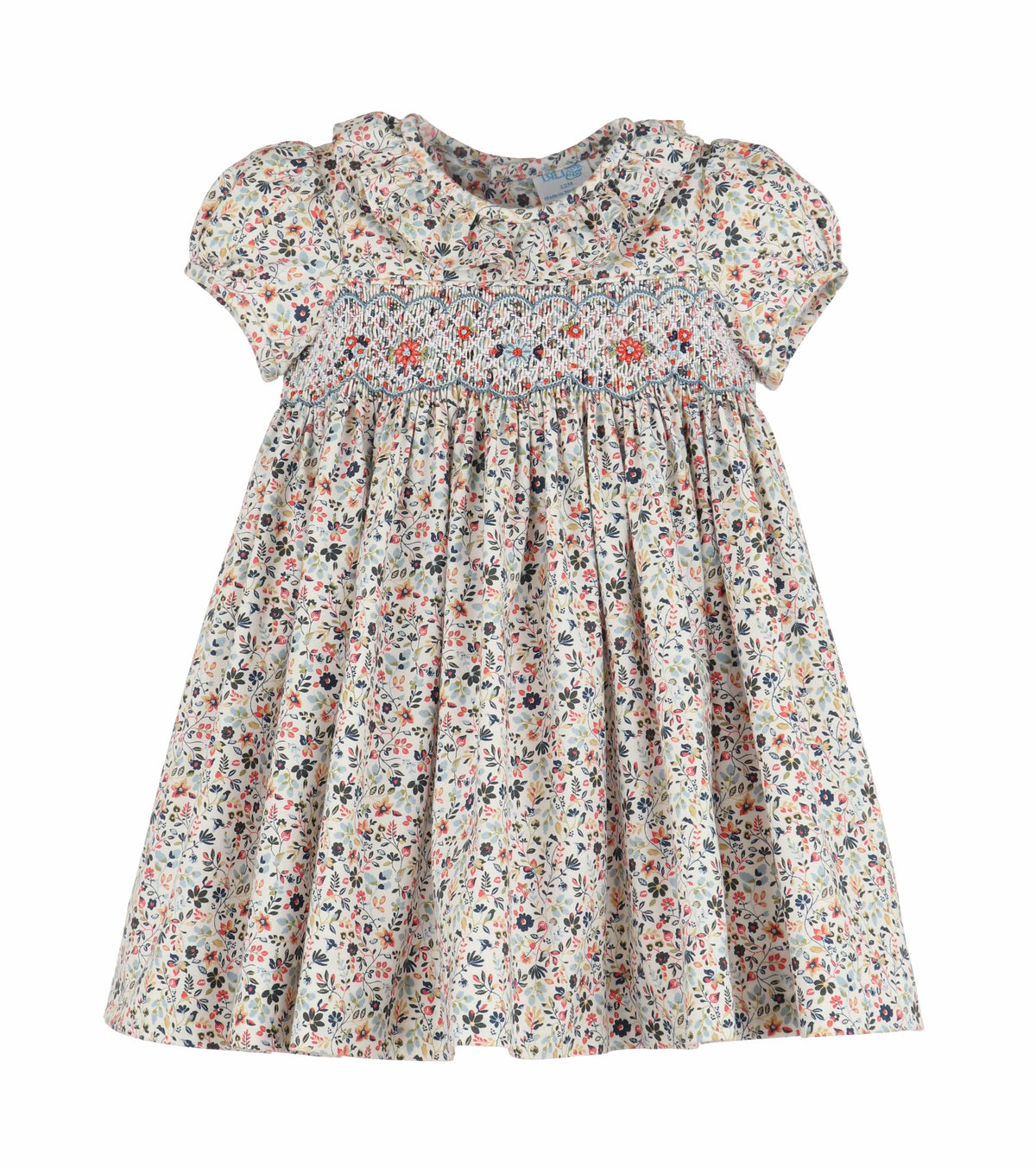 Casero & Associates Casero & Associates Majestic Floral Smock Dress, Blue - Little Miss Muffin Children & Home