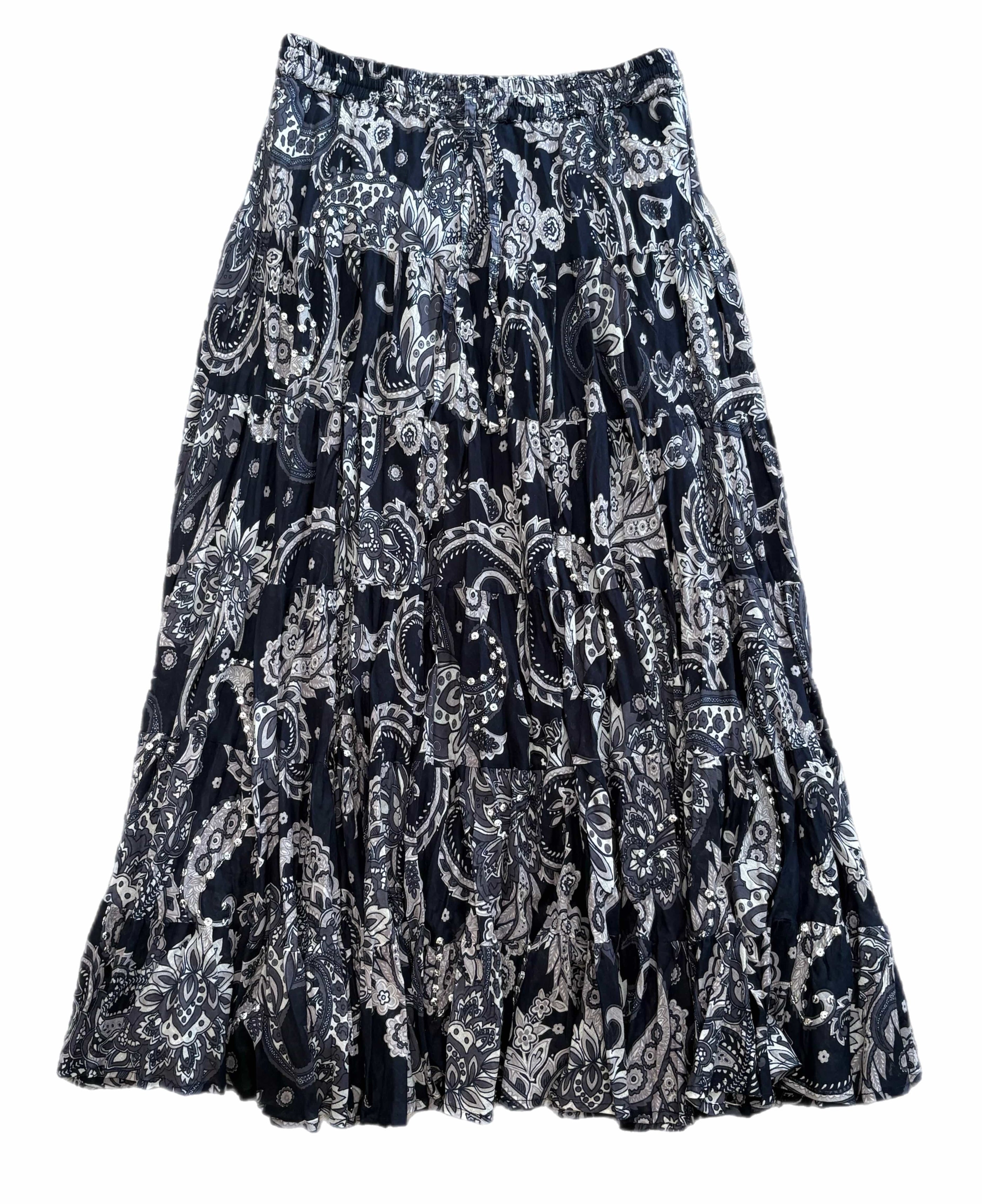 Black/Grey Long Sequins Skirt
