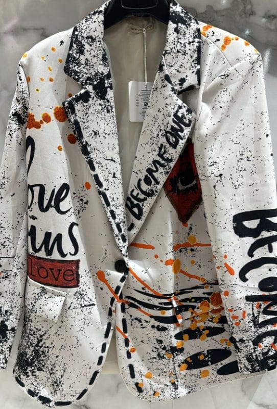 Loowie Italian White Love Print Blazer - Little Miss Muffin Children & Home