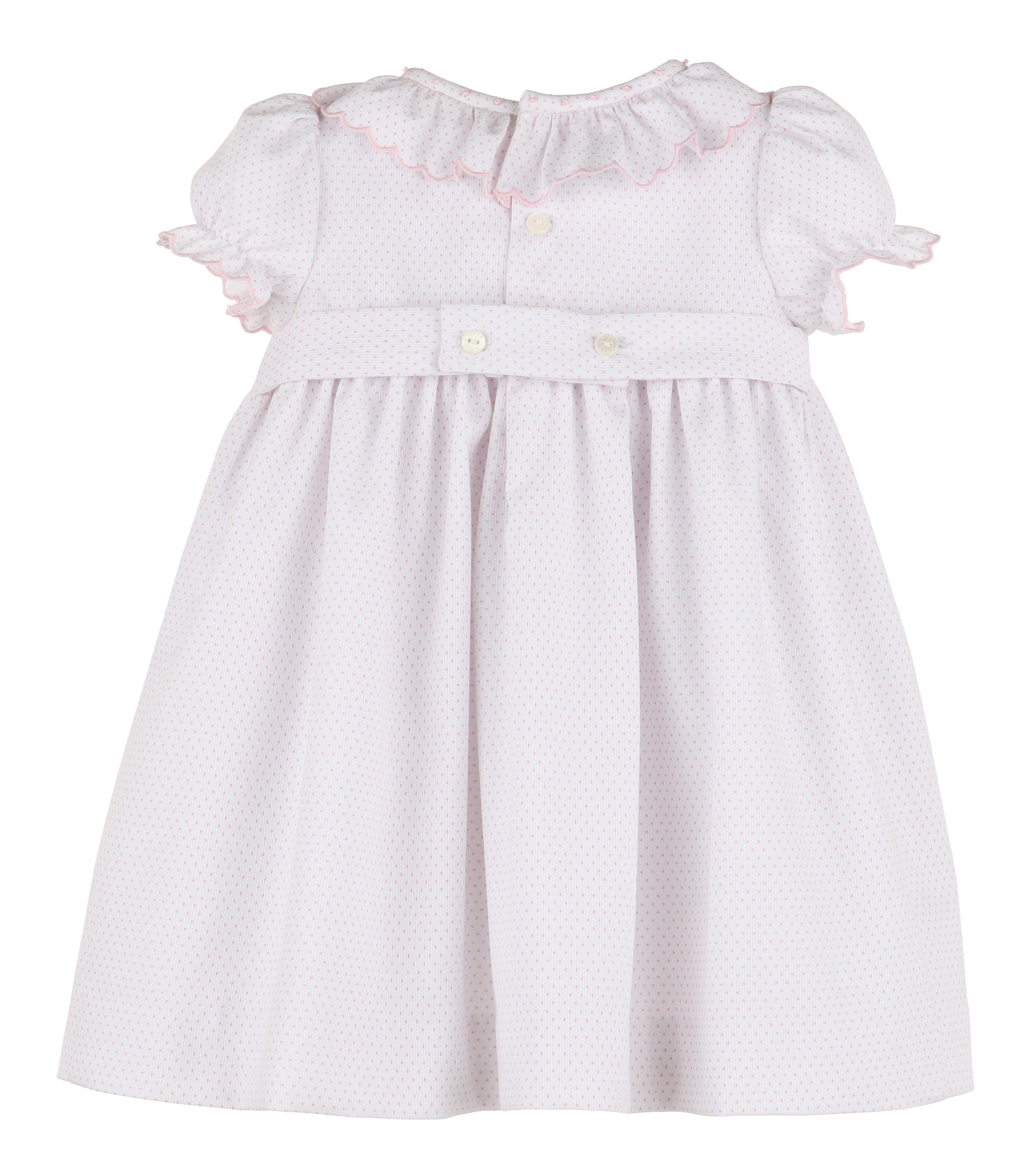 Casero & Associates Casero & Associates Honeycomb Dotted Dress, Pink - Little Miss Muffin Children & Home