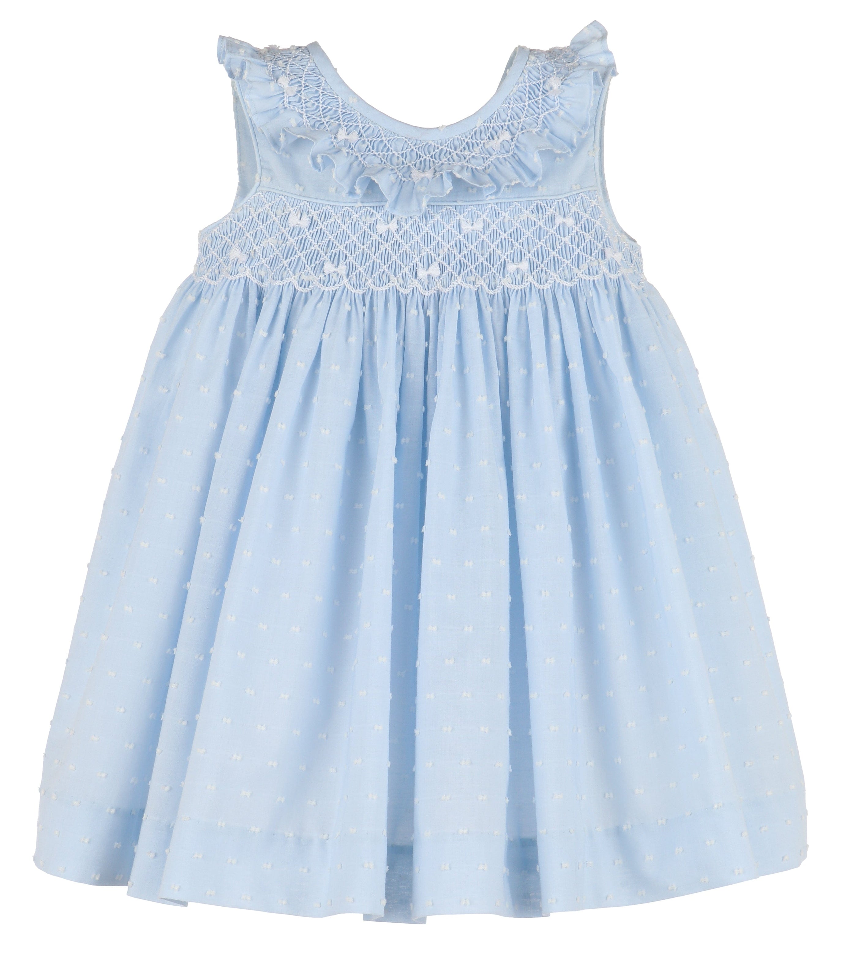 Casero & Associates Casero & Associates Dotted Swiss Dress, Blue - Little Miss Muffin Children & Home