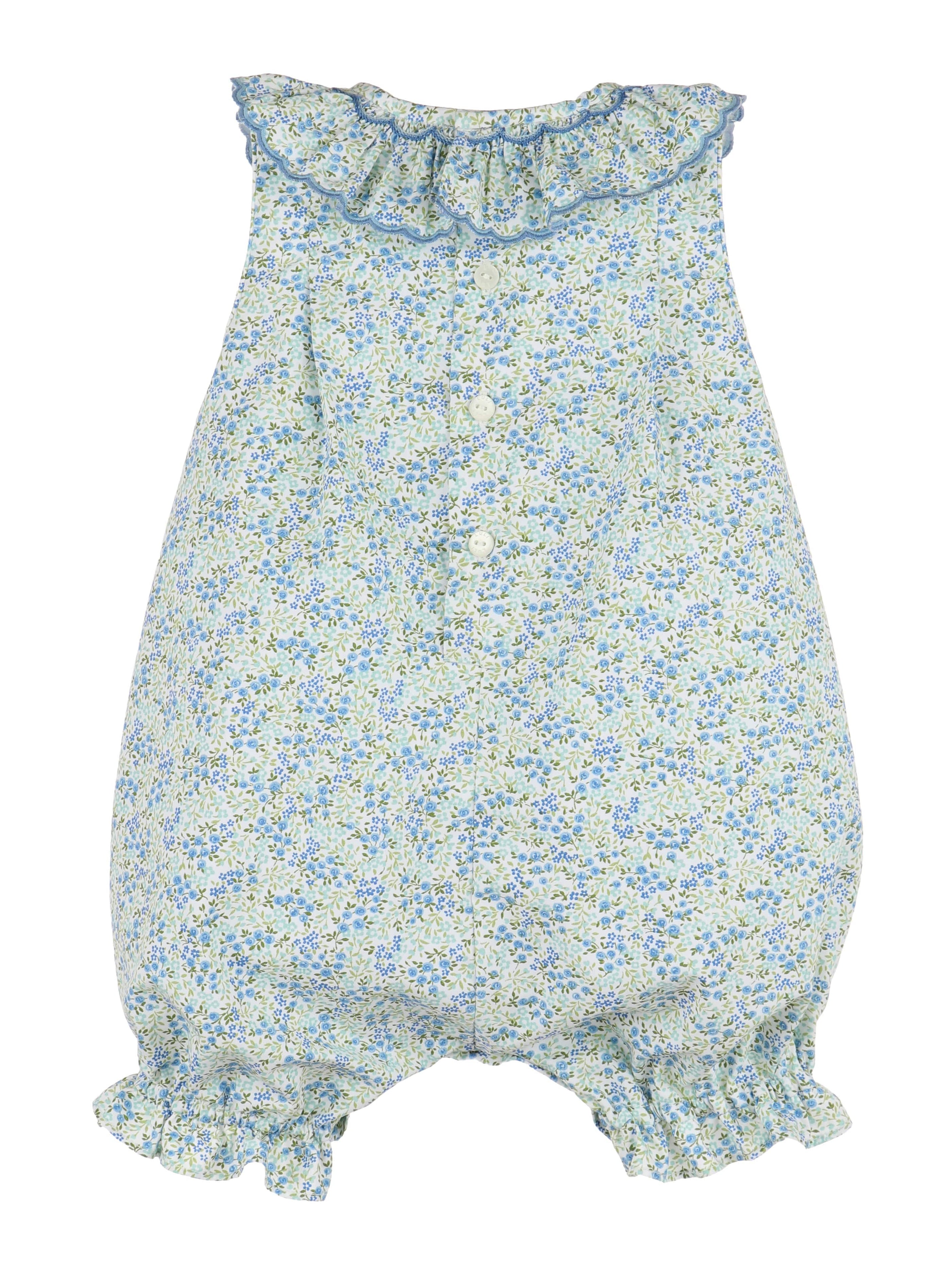 Casero & Associates Casero & Associates Tiny Floral Smock Bishop, Blue - Little Miss Muffin Children & Home