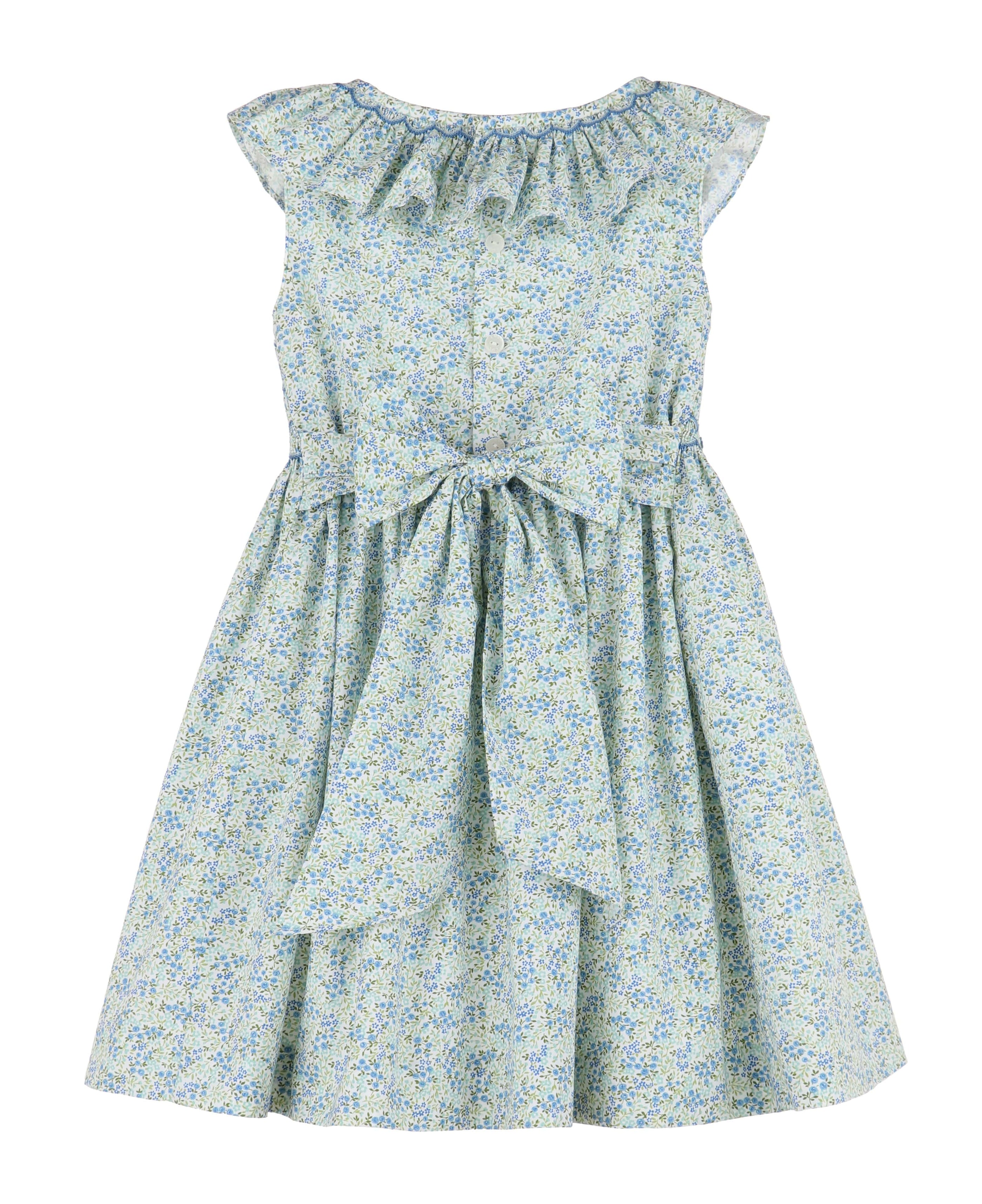 Casero & Associates Casero & Associates Tiny Floral Smock Dress, Blue - Little Miss Muffin Children & Home