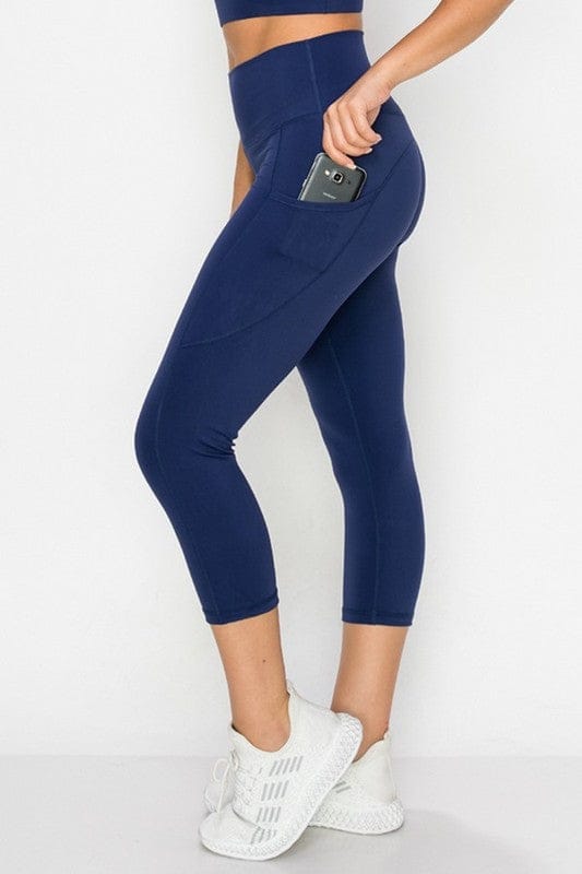 Super Soft Capri Leggings with Pockets in Navy Blue