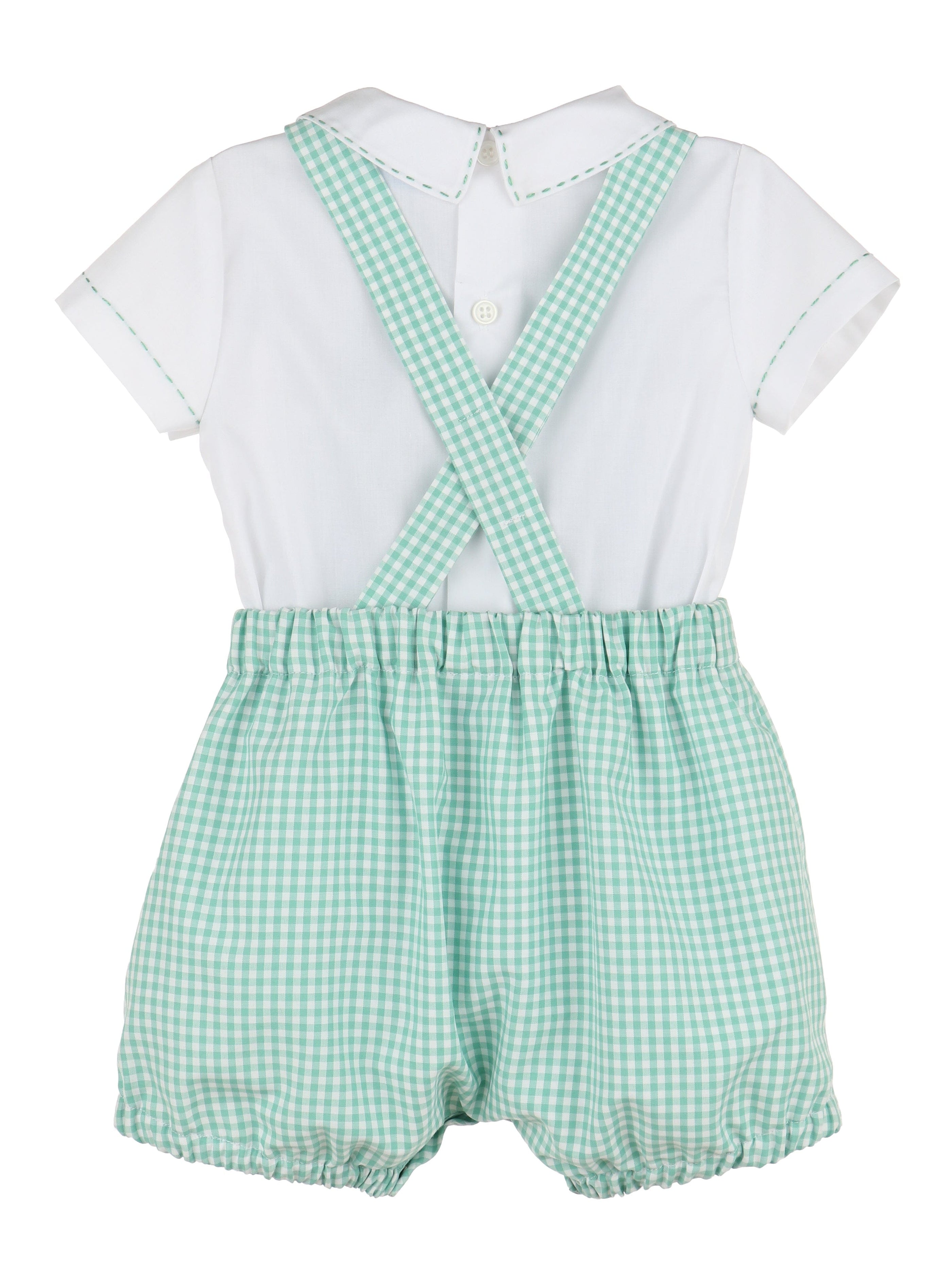 Casero & Associates Casero & Associates Check Pocket Boy Romper Set, Green - Little Miss Muffin Children & Home