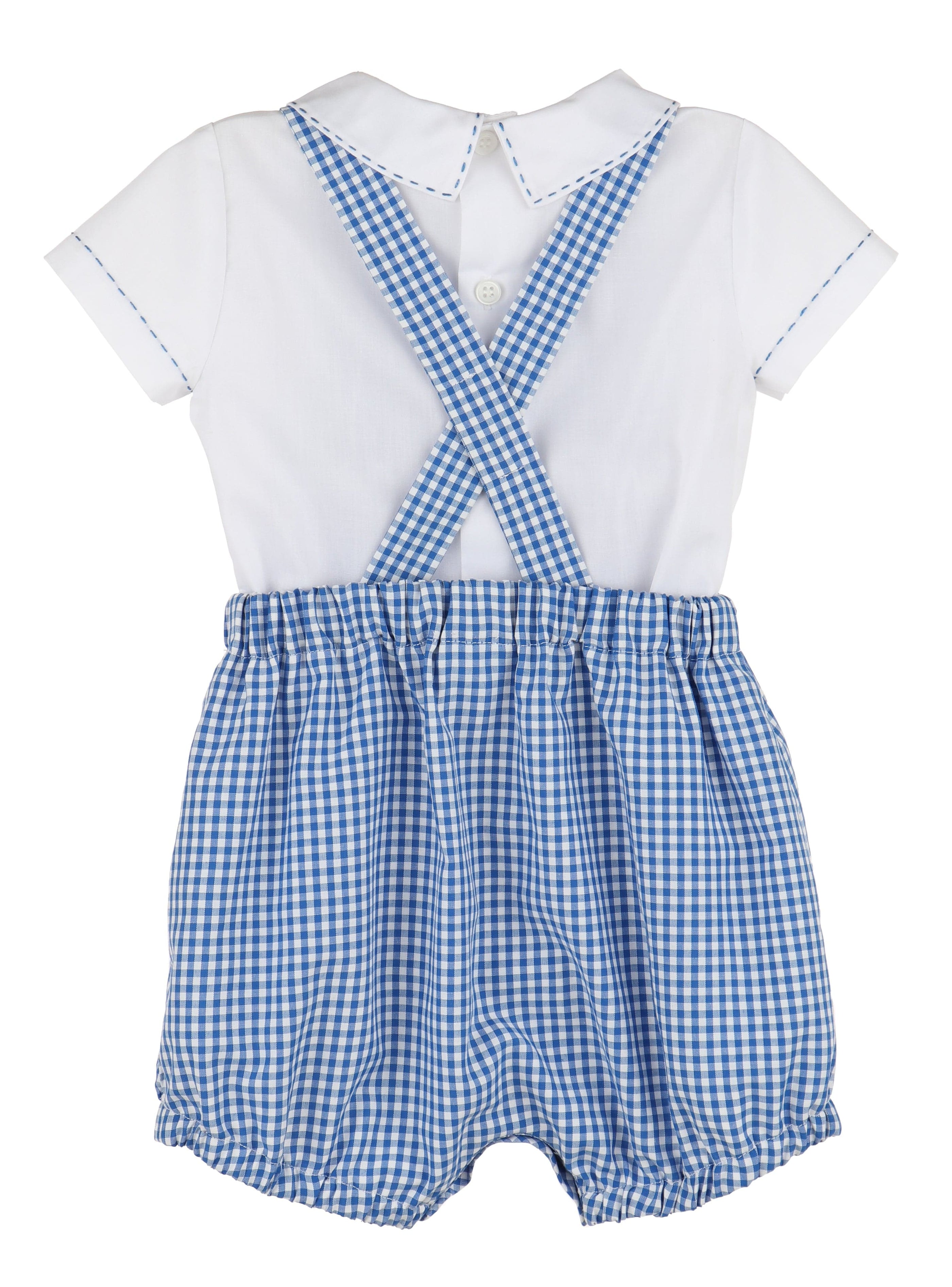 Casero & Associates Casero & Associates Check Pocket Boy Romper Set, Navy - Little Miss Muffin Children & Home