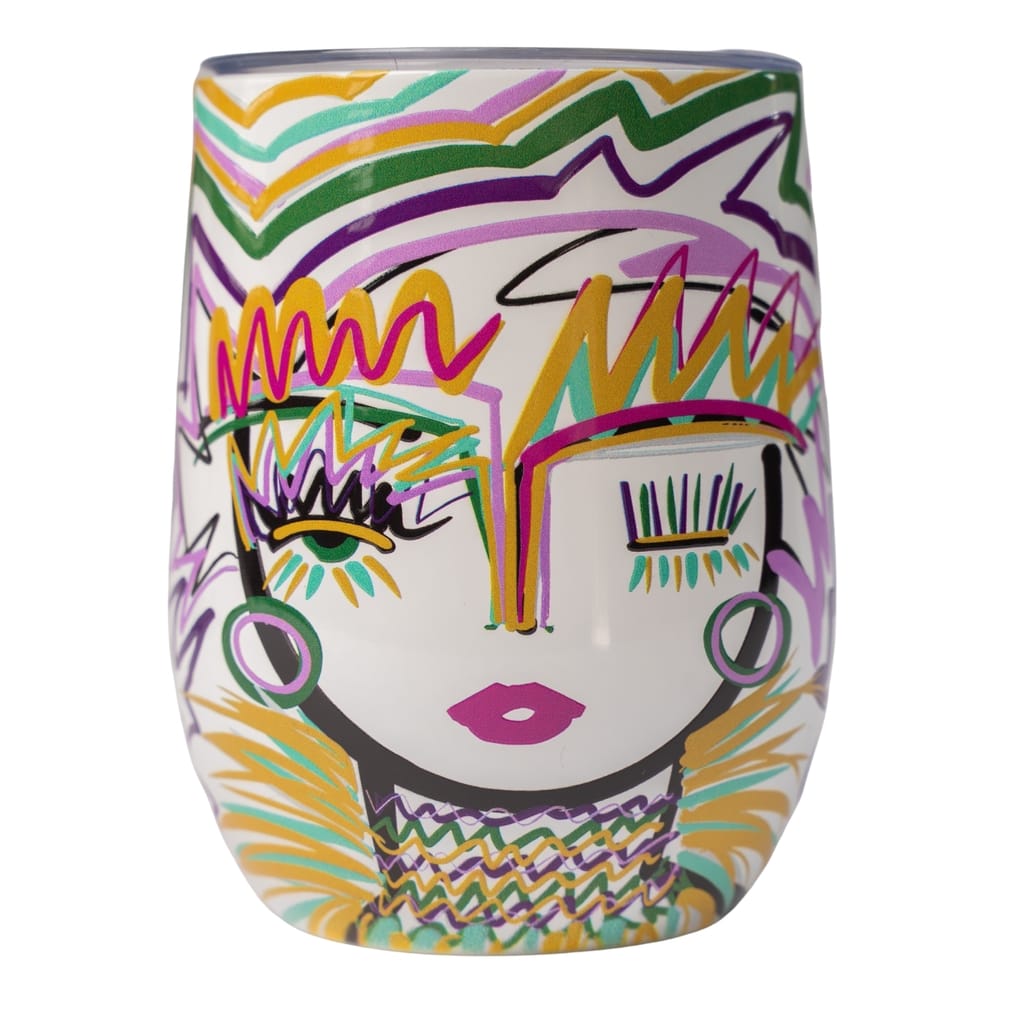 Pour Me Something Chica Mardi Gras Wine Tumbler