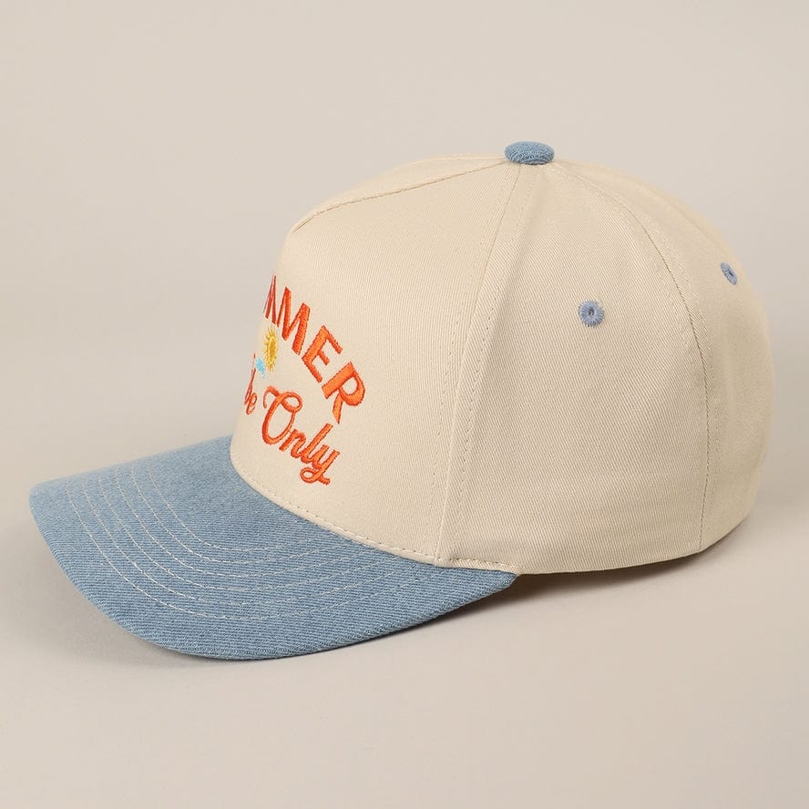 Fashion City Summer Vibe Only Embroidered Two-Tone Trucker Hat, Light Denim - Little Miss Muffin Children & Home