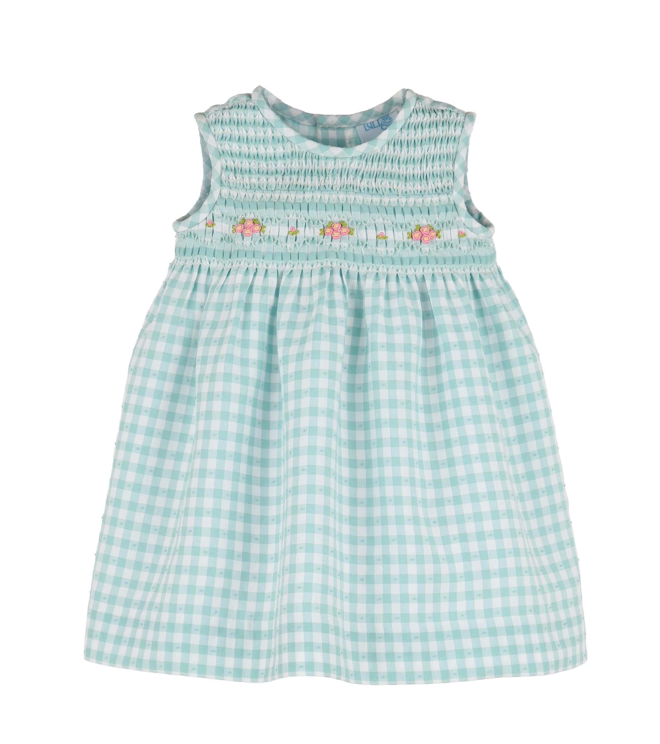 Casero & Associates Casero & Associates Gingham Swiss Dress, Turquoise - Little Miss Muffin Children & Home