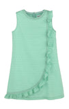 Casero & Associates Classic Swiss Dot Ruffle Dress, Aqua