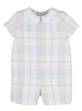 Casero & Associates Plaid Boy Romper, Blue