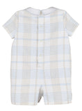 Casero & Associates Plaid Boy Romper, Blue