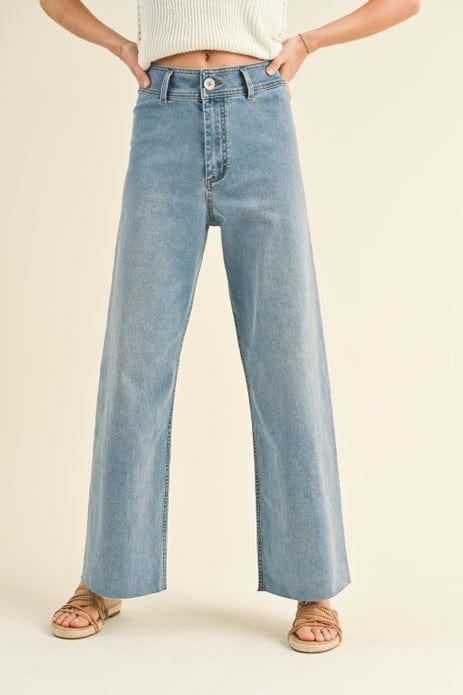 Miou Muse Miou Muse Straight Wide Leg Denim Pants in Denim - Little Miss Muffin Children & Home