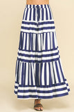 Pinch Striped Tiered Maxi Skirt