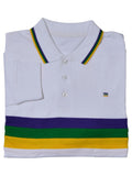 Mardi Gras Creations White Chest Stripe Youth Long Sleeve Shirt