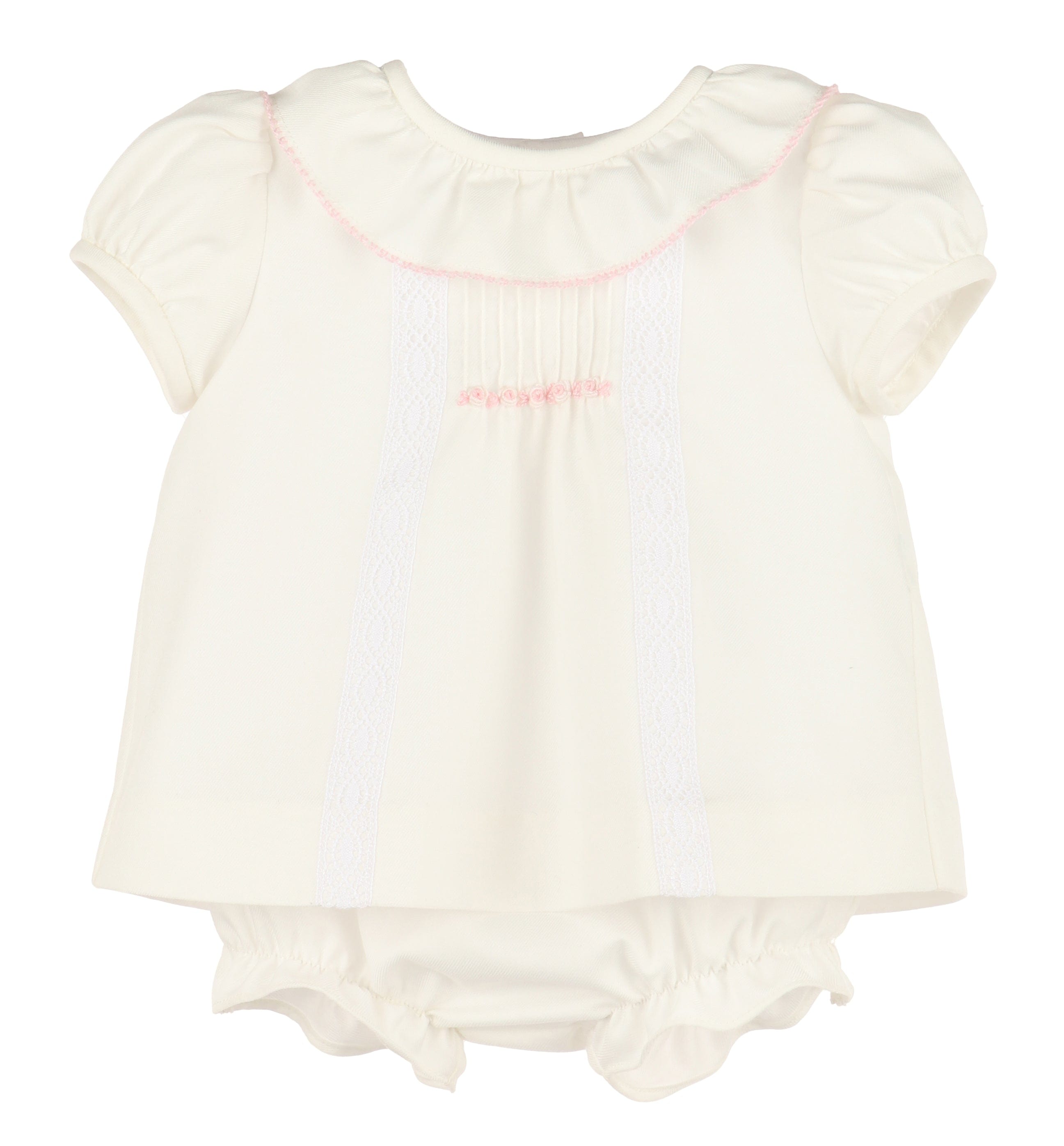 Casero & Associates Pintucks Lace Bishop, Ivory - Little Miss Muffin Children & Home