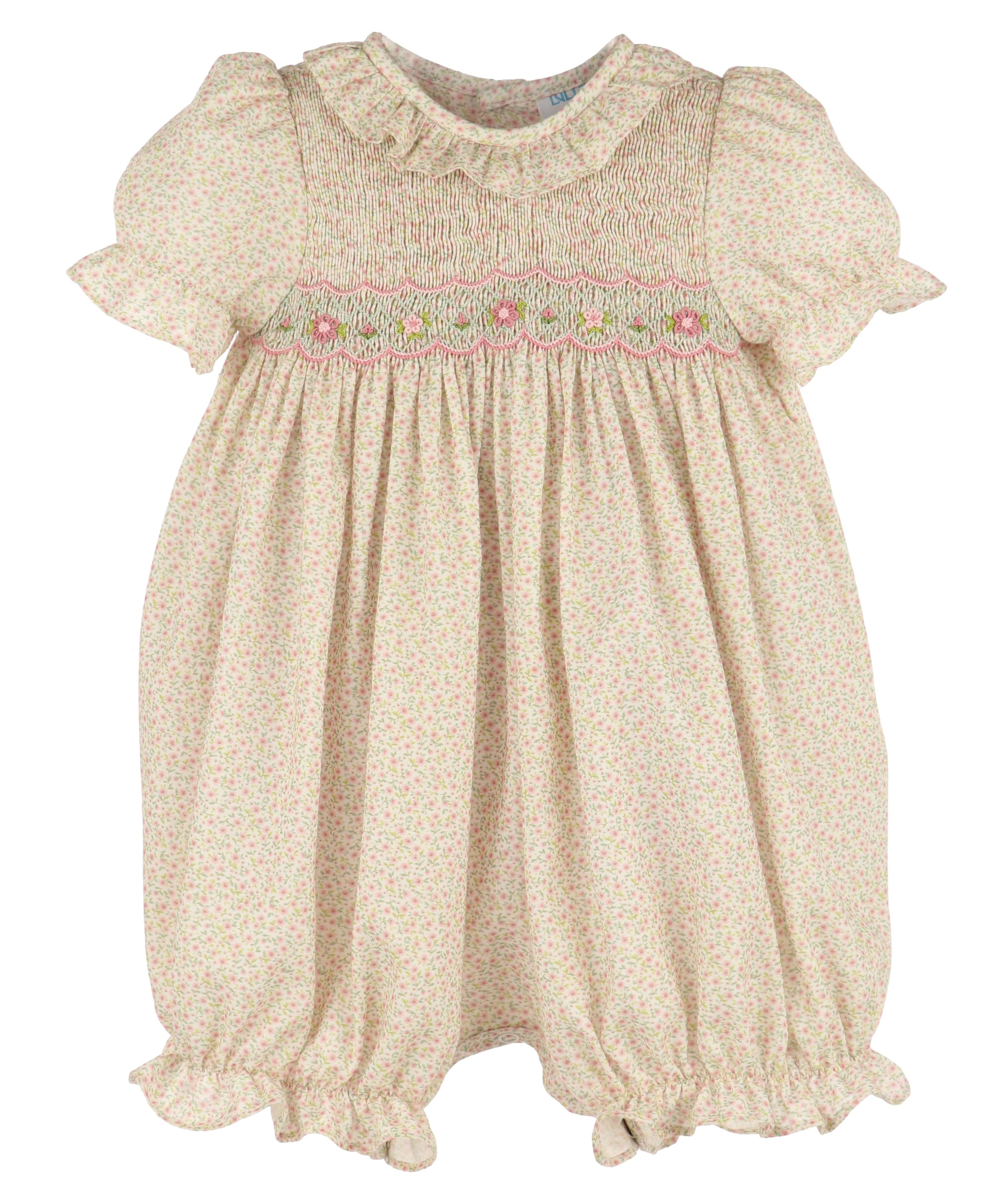 Casero & Associates Harvest Floral Smock Bubble, Pink - Little Miss Muffin Children & Home