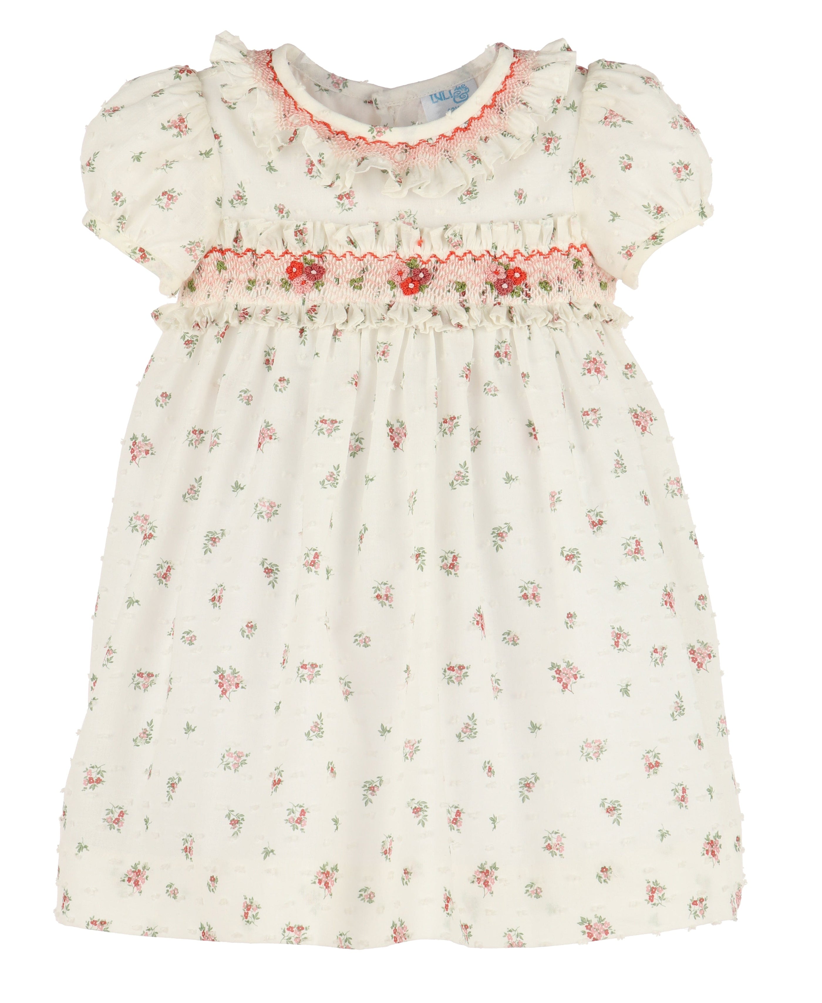Casero & Associates Plumetti Floral Smock Dress, Pink - Little Miss Muffin Children & Home
