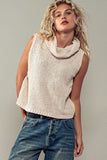 Urban Daizy Hailee Cowl Neck Sleeveless Crochet Sweater