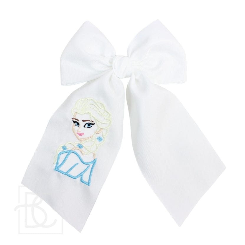 Beyond Creations Beyond Creations Princess Embroidered 5.5" Bow with Tails On Alligator Clip - Little Miss Muffin Children & Home