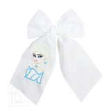 Beyond Creations Princess Embroidered 5.5" Bow with Tails On Alligator Clip