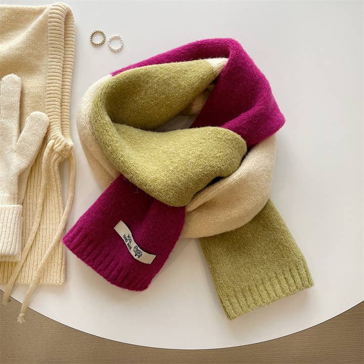 Rose Thick Faux Cashmere Knit Scarf