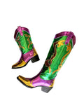 Mardi Gras Creations Mardi Gras Inspired Adult Purple/Green/Gold Metallic Cowboy Boots