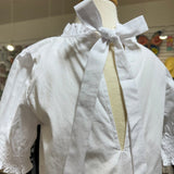 Lulu Bebe Lulu Bebe Lyn White Short Sleeve Ruffle Collar Tie Back Shirt - Little Miss Muffin Children & Home