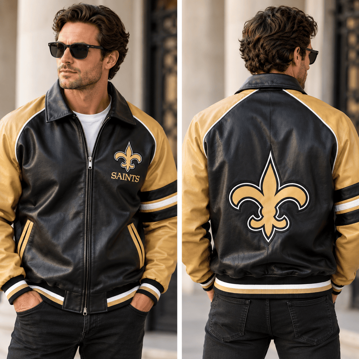 Saints Vegan Leather Bomber