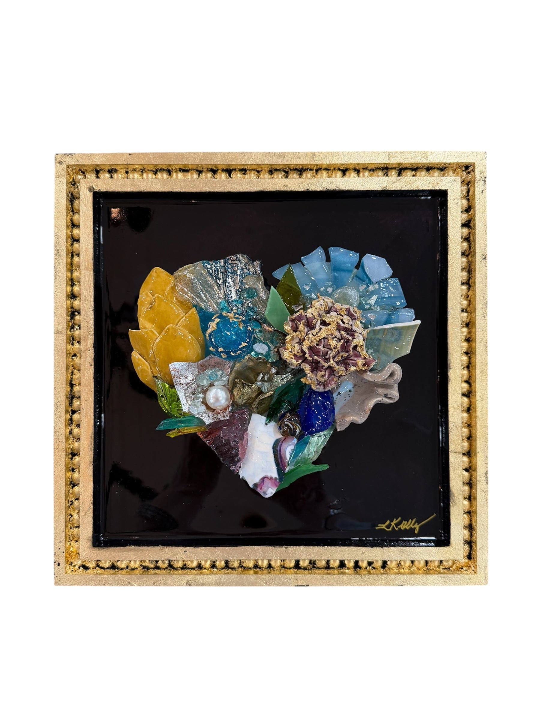 Laurie Kelly Art Studio Gold Framed Heart Art 12x12 - Little Miss Muffin Children & Home