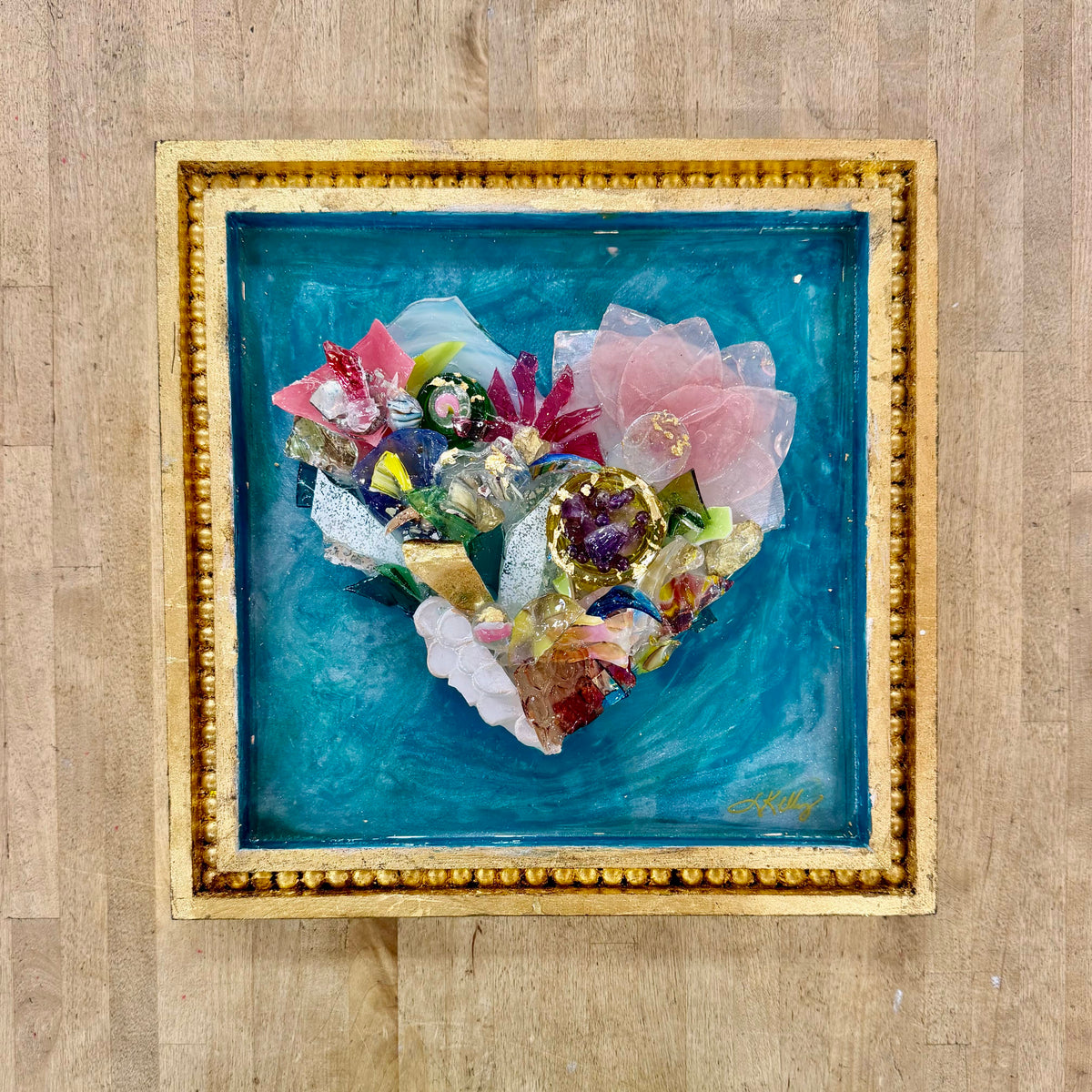 Glass Framed Heart Art 12x12