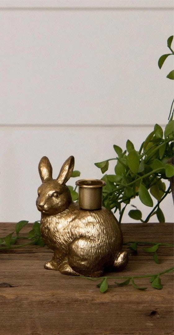 Audrey's Home & Gift Gold Bunny Tapered Candle Holders - Little Miss Muffin Children & Home
