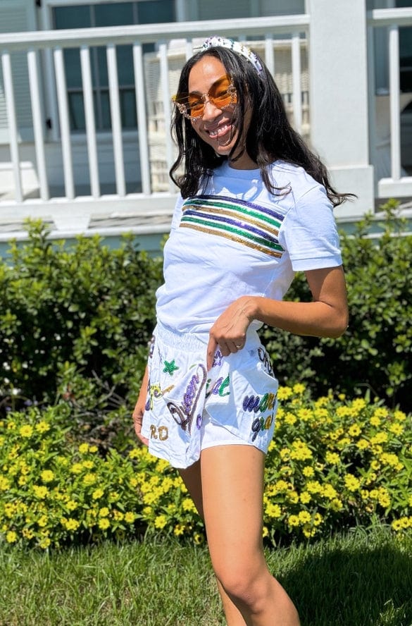 Mardi Gras Creations Mardi Gras Creations Adult Mardi Gras Explosion Skort - White - Little Miss Muffin Children & Home