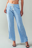 Urban Daizy Luxe Linen Drawstring Pants in Blue